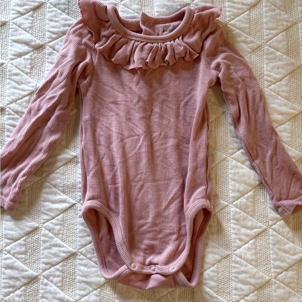 Angel Dear Dusty Pink Ruffled Bodysuit